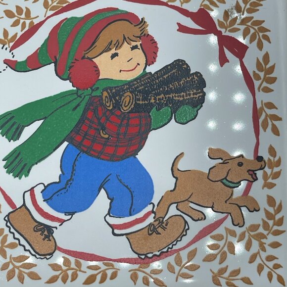 Vintage Jasco Taiwan Ceramic Tile Trivet Set of 2 Christmas Boy Girl Baking - Picture 7 of 9